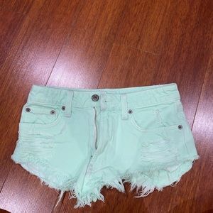 Mint green jean shorts